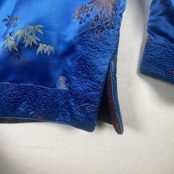 Peony Brand Shanghai China Reversible Satin Jacket Women’s Size 38 Red Blue - Picture 11 of 15